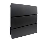 Relaxdays letterbox with newspaper holder, HWD: 37.5 x 35.5 x 10.5 cm, DIN C4, weather-resistant, 4 keys, black