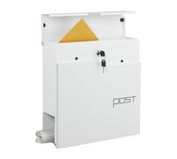 Relaxdays letterbox with modern design, metal, 4 keys, with newspaper slot, HxWxD: approx. 38 x 37 x 12 cm, white