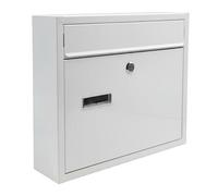 Relaxdays letterbox with nameplate, 4 keys, horizontal format, HxWxD: 31 x 36 x 10 cm, steel, white