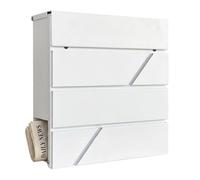 Relaxdays letterbox with newspaper compartment, 37x37x11 cm, white