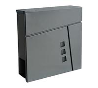 Relaxdays letterbox with newspaper compartment, HWD: 37.5 x 37 x 10.5 cm, DIN C4, weather-resistant, 4 keys, anthracite