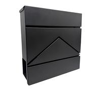 Relaxdays letterbox with newspaper compartment, HWD: 37 x 37 x 11 cm, DIN C4, rustproof, 4 keys, black