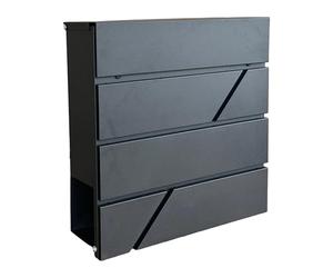 Relaxdays letterbox with newspaper compartment, HWD: 37 x 37 x 11 cm, DIN C4, weatherproof, 4 keys, letterbox, black