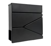 Relaxdays letterbox with newspaper compartment, HxWxD: 37 x 37 x 11 cm, DIN C4, weatherproof, 4 keys, black