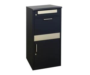 Relaxdays letterbox with parcel compartment, 4 keys, HxWxD: 112 x 50 x 37 cm, iron & stainless steel, black/silver