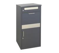 Relaxdays letterbox with parcel compartment, 4 keys, HxWxD: 112x50x37 cm, steel & stainless steel, dark grey/silver