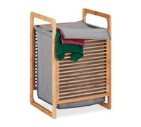 Relaxdays Lidded Bamboo Laundry Hamper