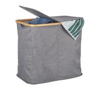 Relaxdays Lidded Double Hamper in Grey