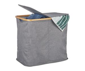 Relaxdays Lidded Double Hamper in Grey