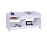 Relaxdays lift-top coffee table, HWD: 50x110x50 cm, living room table with storage, extra surface, white