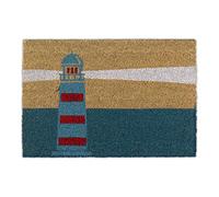 Relaxdays Lighthouse Welcome Doormat Coir, 40 x 60 cm, Door Mat Inside & Outside, Non-Slip Shoe Wiper, Multicoloured, Coco