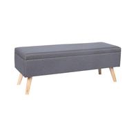 Relaxdays Linen Storage 40 x 110 x 40 cm Wooden Feet Padded Chest Bench Bedroom Hallway Grey, Polyester, fibreboard, wood, Gray