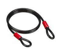 Relaxdays Lock, 2m Coathed Steel Cable with Eyelets, 12 mm, Bike, Motorbike, Garden Furniture, Black, 2.5 x 200 x 5.5 cm