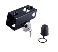 Relaxdays Trailer Lock, Theft, Uncoupled & Coupled, Protective Cap, Including 2 Keys, 9x20x10 cm, Black, Steel