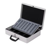 Relaxdays lockable cash box, coin sorter, note section, cash box with handle, HxWxD: 10x37x28 cm, steel, white