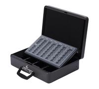 Relaxdays lockable cash box, coin tray, note compartment, cash box with handle, HxWxD: 10x37x28 cm, metal, grey