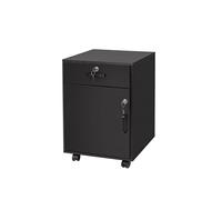 Relaxdays Lockable Desk Trolley with Drawer & Door, Filing Cabinet on Castors, 57x40x40cm Black