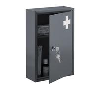 Relaxdays Lockable Medicine Cabinet in Grey