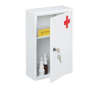 Relaxdays Lockable Medicine Cabinet White/Red
