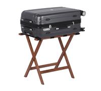 Relaxdays luggage rack, foldable, premium bamboo, HxWxD: 52x58x37.5 cm, with straps, hotel luggage rack, brown