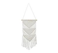 Relaxdays Macramé Wall Hanging, Handmade, Boho Style, Bohemian Decor, H x W: 70 x 25.5 cm, Cotton & Wood, Cream