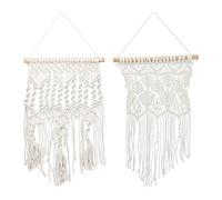 Relaxdays Macramé Wall Hangings, 90% cotton 10% wood, Cream, 60 x 30 x 1.5 cm