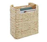 Relaxdays Magazine Holder, Water Hyacinth, Freestanding, 38 x 32 x 18 cm, Newspaper Rack with 2 Compartments, Natural