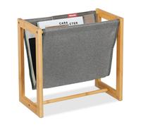 Relaxdays Magazine Rack Bamboo & Fabric