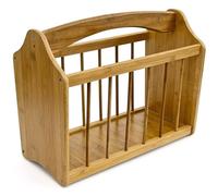 Relaxdays Magazine Rack, Robust Bamboo, with Handle, for Newspapers, Newsletters, Crosswords, etc, 33 x 42 x 21 cm, Natural Brown
