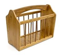 Relaxdays Magazine Rack, Robust Bamboo, with Handle, for Newspapers, Newsletters, Crosswords, etc, 33 x 42 x 21 cm, Natural Brown