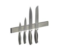Relaxdays Magnetic Bar, Stainless Steel, Self-Adhesive, 30 cm Long, Wall Rail for Knives & Tools, Silver/Black, 4 x 30 x 1 cm