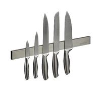 Relaxdays Magnetic Bar, Stainless Steel, Self-Adhesive, 40 cm Long, Wall Rail for Knives & Tools, Silver/Black, 4 x 40 x 1 cm
