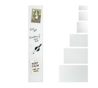 Relaxdays Glass Magnetic Dry Erase Memo Board, Writable, 3 Magnets, Safety Glass Magnet Board, White