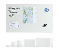 Relaxdays Glass Magnetic Dry Erase Memo Board 100 x 60 cm, Writable, 3 Magnets, Safety Glass Magnet Board, White