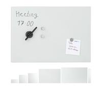 Relaxdays Glass Magnetic Dry Erase Memo Board, 60 x 40 cm, Writable, 3 Magnets, Safety Glass, White