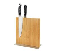 Relaxdays Magnetic Knife Holder, Double-Sided, Bamboo & Stainless Steel, HxWxD: 23 x 25 x 10 cm, Natural/Silver, Foam