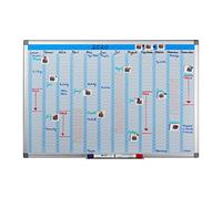 Relaxdays Magnetic Whiteboard, Annual Planner, for Walls, Wipeable, Planning Board with Pen Tray, Memo Board 60 x 90 cm, White