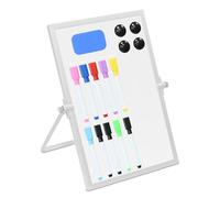 Relaxdays Magnetic Whiteboard Table 30x20 cm 360° Rotatable with Markers, Magnets & Sponge White/Silver
