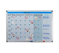 Relaxdays Magnetic Whiteboard, Weekly Planner, for Walls, Wipeable, Planning Pen Tray, Memo Board 60 x 90 cm, White, Iron, 60 x 90 x 5 cm