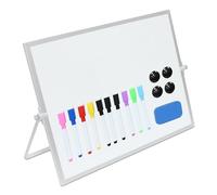 Relaxdays magnetic whiteboard with pens, magnets, sponge, 30x40 cm, 360° swivel, white/silver