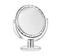 Relaxdays Magnifying Vanity Mirror, Round Standing Makeup Mirror, Cosmetics, Two-Sided, HWD: 23 x 19 x 10 cm, Transparent
