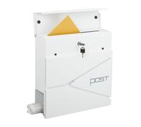 Relaxdays mailbox with modern design, metal, 4 keys, with newspaper holder, HxWxD: approx. 38 x 37 x 12 cm, white