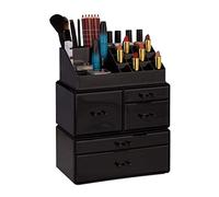 Relaxdays Organizer wit 21 Compartments, Cosmetic Tower for Lipstick, Nail Polish, Makeup Tray, Black, Pack of 1