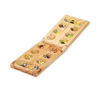 Relaxdays Mancala Kalaha Game, Foldable, Wood, 48 Stones, For 2 Players, Kids & Adults, African Board Game, Natural