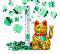Relaxdays Maneki Neko Waving Cat with Party Popper