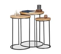 Relaxdays Mango Wood Nested Tables Set of 3