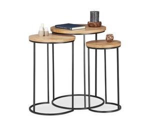Relaxdays Mango Wood Nested Tables Set of 3