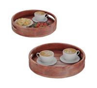 Relaxdays Mango Wood Tray Set of 2