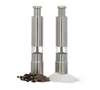 Relaxdays Manual Salt and Pepper Grinder Set of 2, Stainless Steel, Spice Mills, Portable, Handy, Silver