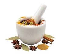Relaxdays Marble Mortar with Pestle, Durable, Unpolished, 8x10x10 cm, White, Ideal for Spices & Herbs